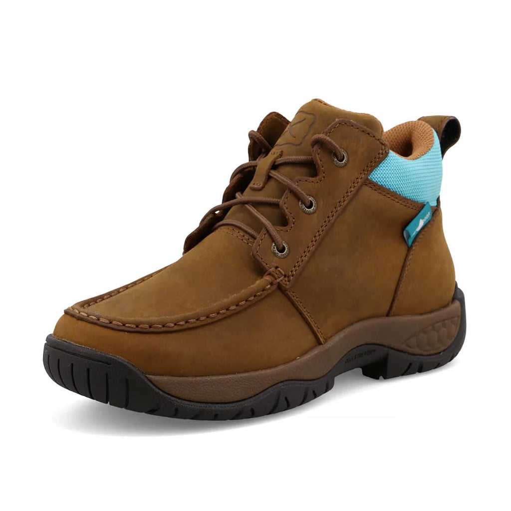 Twisted X Women's 4" All Around Work Boot, Moc Toe with CellStretch, Oiled Saddle