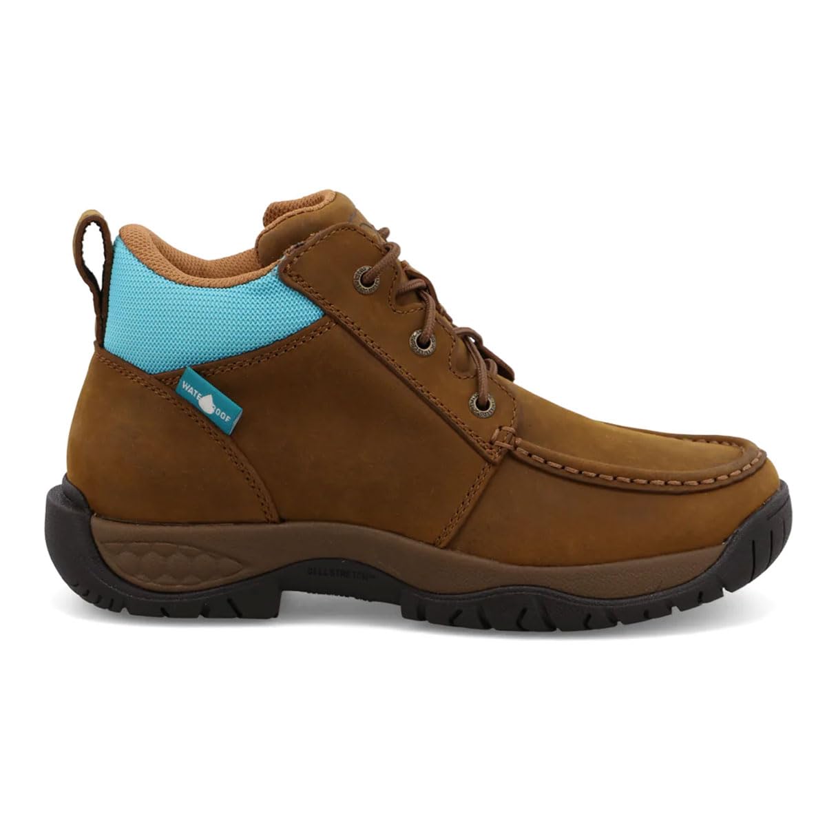 Twisted X Women's 4" All Around Work Boot, Moc Toe with CellStretch, Oiled Saddle