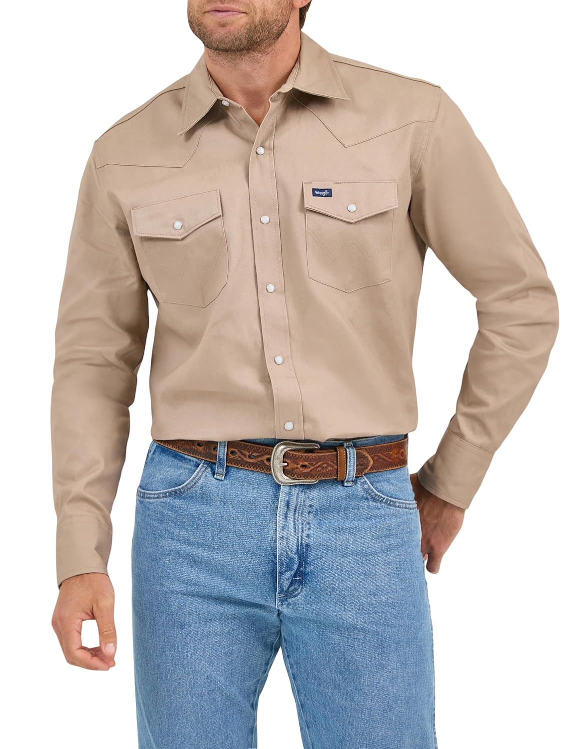 Wrangler Men's Cowboy Cut Western Chambray Snap Long Sleeve Work Shirt